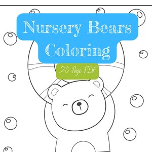 Printable/Digital Download Nursery Bears - Teddy Bear Coloring Pages - 20 Pages Kids Coloring Activity