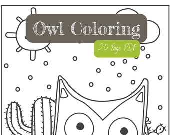 Printable/Digital Download Owl Coloring Pages - 20 Pages Kids Coloring Activity