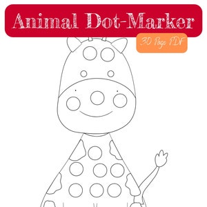Printable/Digital Download Animal Dot-Marker Coloring Pages - 30 Pages Kids Coloring Activity Simple