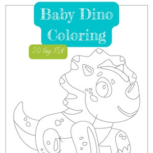 Páginas para colorir do bebê Dino para impressão / download digital - 10 páginas de atividades para colorir para crianças simples