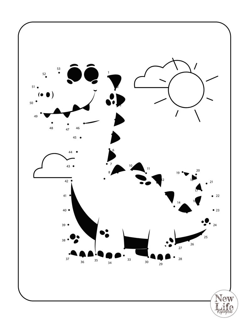 Printable/digital Download CONNECT-THE-DOTS Dinosaurs - 20 Pages - Etsy