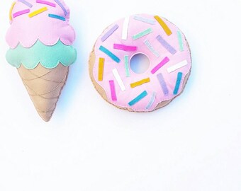 Pink and mint icecream cushion with multi coloured sprinkles