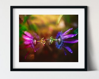 Impression d'art fleur de la passion, double exposition intégrée