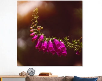 Impression d'art de photographie de fleurs magenta digitale, décoration murale nature