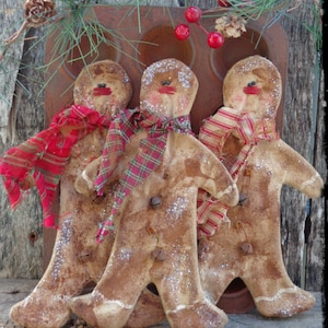 Made to Order - Primitive Gingerbread Man Ornies, Ginger Boys, Country Christmas Tree Ornament, Bowl Fillers, Tucks, Package Topper