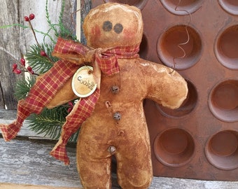 Made to Order - Primitive Gingerbread Man Ornament, Shelf Hanger, Country Christmas Tree Ornament