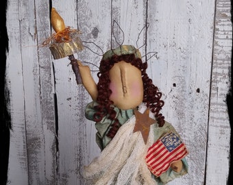 Made to Order - Lady Liberty Rag Doll, Statue of Liberty Doll, Primitive Patriotic Folk Art, 4th of July Decoration