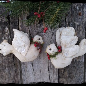 White Dove Christmas Ornament Turtle Dove Primitive Rustic - Etsy