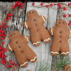 Primitive Gingerbread Men Ornaments, Country Christmas Ornaments