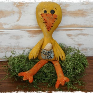 Made to Order - Primitive Spring Chicken Folk Art Rag Doll, Easter Spring Farmhouse Decoration, Gift