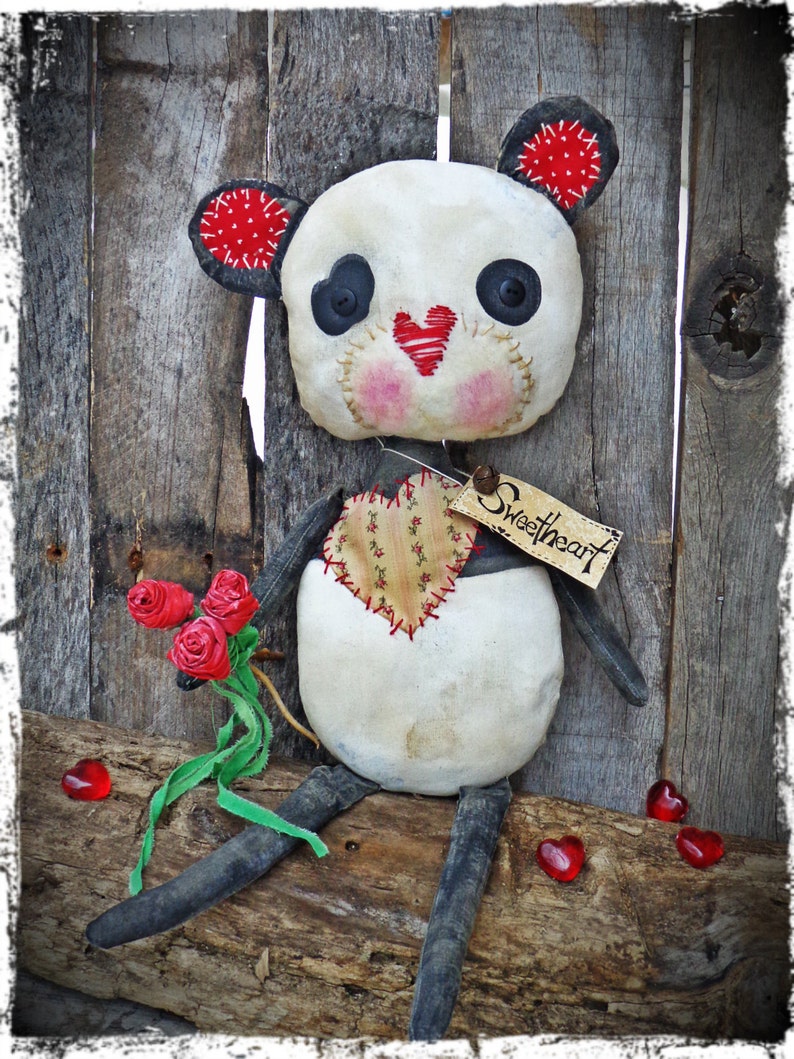 Meant to be rose bouquet & teddy bear Primitive 19 Panda Bear With Roses Valentine's Day | Etsy