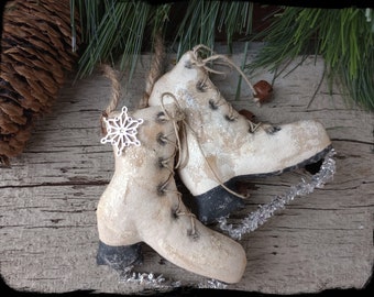 Made to Order - Primitive Ice Skates, Christmas Tree Ornament, Winter Décor