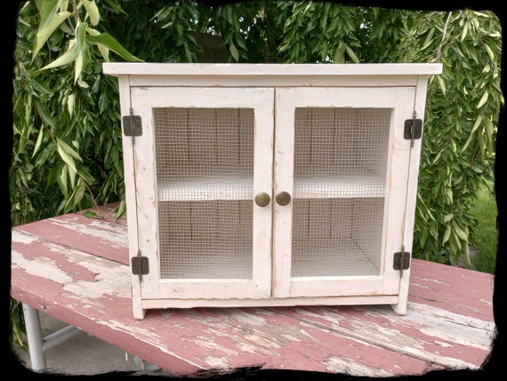 Countertop Shelf, Rustic Pantry, Primitive Colonial Pie Safe, Wooden Jelly Cupboard, Vintage Style Cabinet