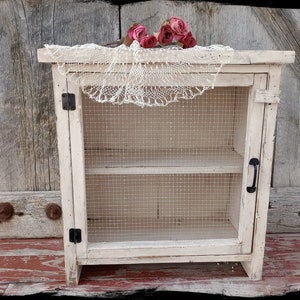 Miniature Cupboard, Small Primitive Colonial Pie Safe, Wooden Jelly Cupboard, Distressed Vintage Style Rustic Cabinet, Collectibles Display