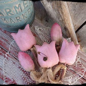 Made to Order - Gorgeous Bouquet of 5 Primitive Tulip Picks, Tulip Pokes, Primitive Spring Flowers