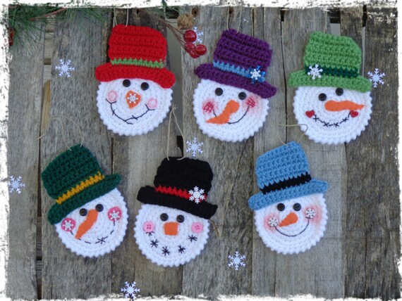 PDF  Pattern Snowman Christmas Ornaments Snowmen Crochet