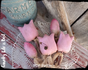 PDF Pattern, Primitive Tulip Picks, Prim Spring Flowers, Sewing Pattern