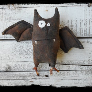 Primitive Black Bat Ornament: Halloween Folk Art Decoration