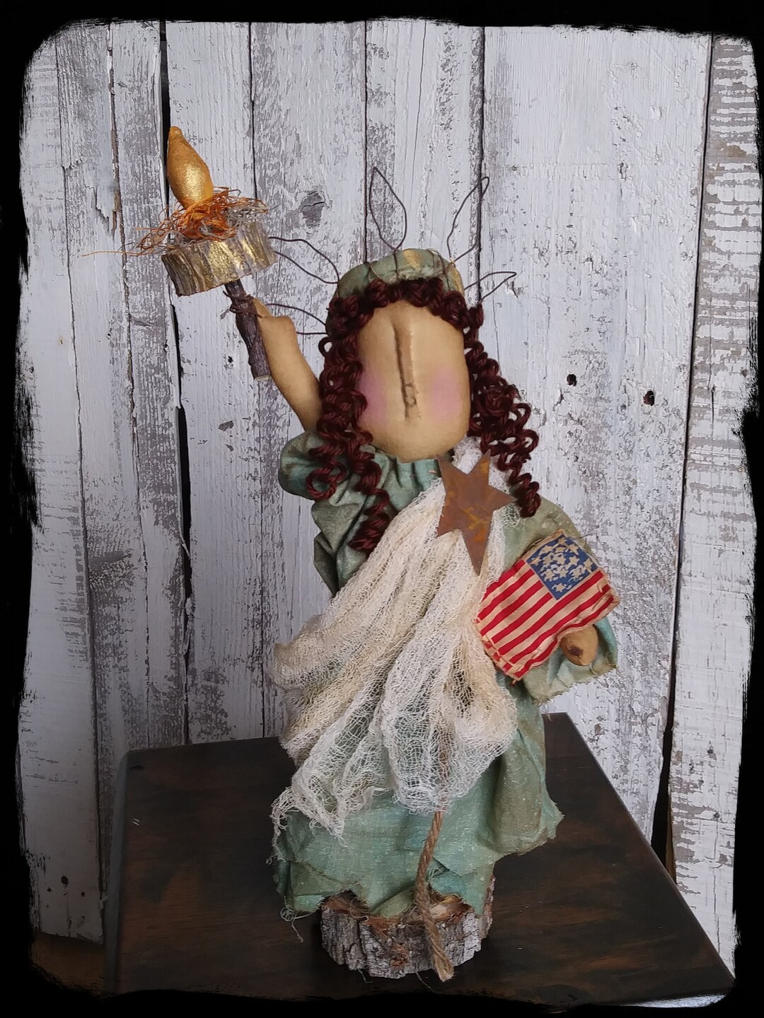 Lady Liberty Rag Doll, Statue of Liberty Doll, Primitive Patriotic Folk Art, 4th of July