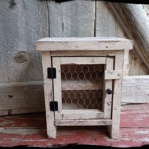 Miniature Pie Safe, Small Primitive Colonial Wooden Jelly Cupboard, Distressed Vintage Style Rustic Cabinet