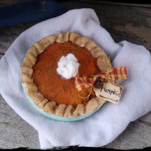 Made to Order - Miniature Pumpkin Pie Decoration, Primitive Faux Pies, Fake Pumpkin Pie Tiered Tray Decor