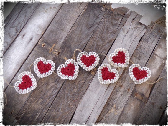 Primitive Heart Garland Valentine S Day Decor Heart Etsy