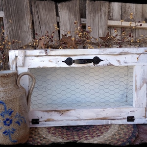 Farmhouse Cupboard, Miniature Pie Safe, Primitive Colonial Wooden Jelly Cupboard, Small Countertop Distressed Vintage Style Rustic Cabinet