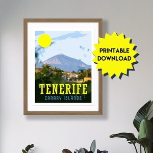 Tenerife Retro Style Travel Poster - Digital Download - Printable Travel Poster - Tenerife - Canary Islands Poster Art - Tenerife Wall Art