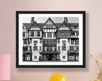 Liberty London Building Print: Black and White Architecture Photo