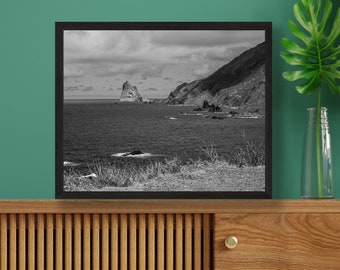 Rock Formation Print - Tenerife Wall Art - Benijo Beach Print - Anaga Photography - Bear Rock - Roques de Anaga - Black and White Wall Decor