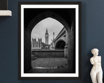 Big Ben Wall Art | London Photography | Black and White Photo | Gift for Study Abroad | London Travel Gift | Expat Gift | Art for Hotel Room