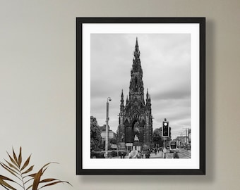 Scott Monument Print - Edinburgh Architecture Print - Edinburgh Landmark - Edinburgh Wall Art - Scotland Photography - Black and White Photo