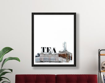 Tea Building Print - London Photography - Tea Wall Decor - Tea Wall Art - London Architecture - Tea Lover Gift - East London Photograph