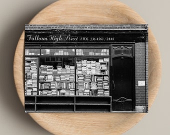 5" x 7" Fulham Bookshop Photograph - London Print - Black and White Wall Art