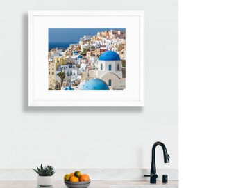 Santorini Scenes - Greek Islands Print - Greece Photography - Classic Oia View - Blue Domes