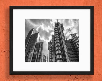 London Architecture Print - Black and White Photography - Lloyds Building - Urban Wall Art
