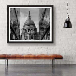St Paul's Cathedral Photography Print Black and White Historic London Landmark Wall Art Christopher Wren Architecture image 1