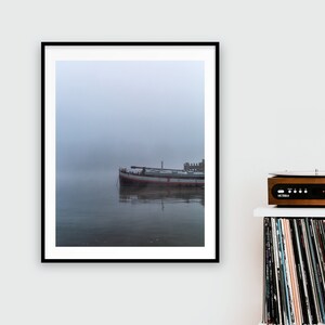 Putney Boat Print - River Thames Photography - London Fog Wall Art - Southwest London