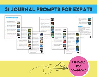 Expat Journal Prompts - Printable Instant Download - 31 Prompts for Expats Who Journal - Gift for Expat - Travel Journal - Expat Printable