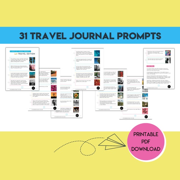 Travel Journal Prompts - Printable PDF Instant Download - 31 Prompts for Travel Journal - Gift for Travel Lover