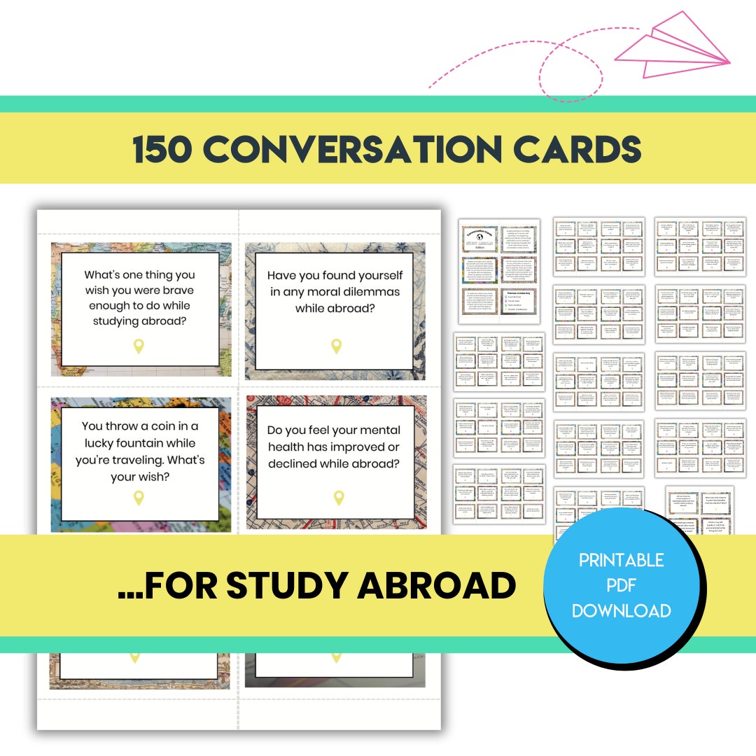 Study Abroad Conversation Cards: 150 Prompts (printable PDF) - Etsy