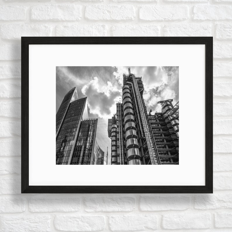 Black and White Photography Urban Wall Art Lloyds Building London Architecture Print