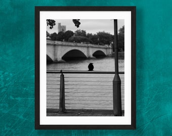 Putney Bridge Print - Black and White Photography - London Wall Art - Crow