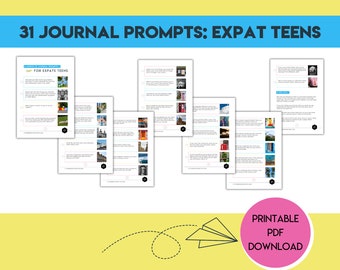 Expat Teen Journal Prompts - Journal Prompts for Teenagers Living Abroad - Printable Instant Download - Gift for Teenager - Gift for Expat
