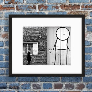 Stik Street Art Print - Black and White Photography - Shoreditch, London - Graffiti Art Photo