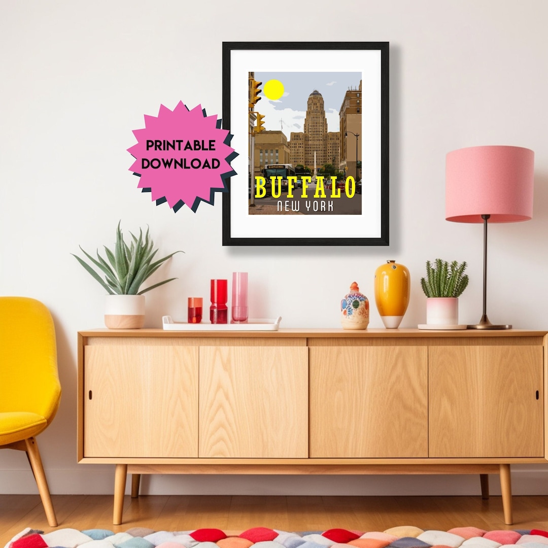 Buffalo Retro Style Travel Poster Digital Download Printable Travel