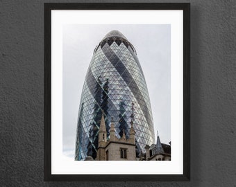 London Gherkin Print - 30 St Mary Axe Photography - Architecture Wall Art - Lord Norman Foster