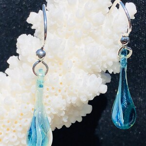 Dangle Tear drop earrings, Flameworked Glass image 1