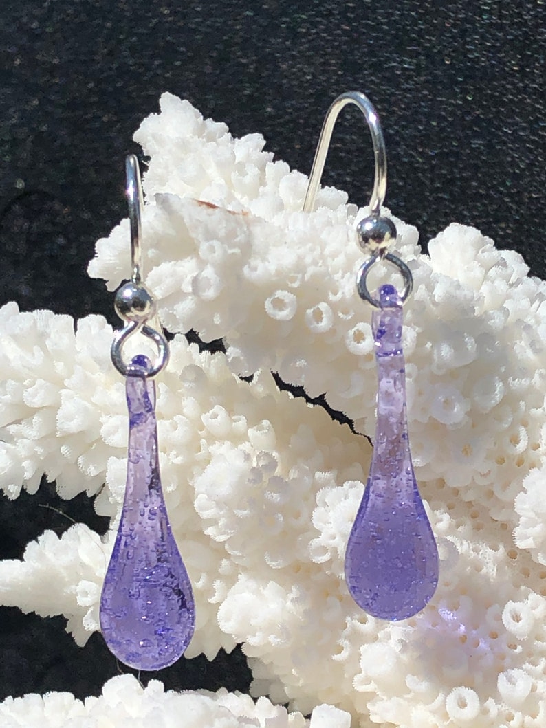 Dangle Tear drop earrings, Flameworked Glass image 3