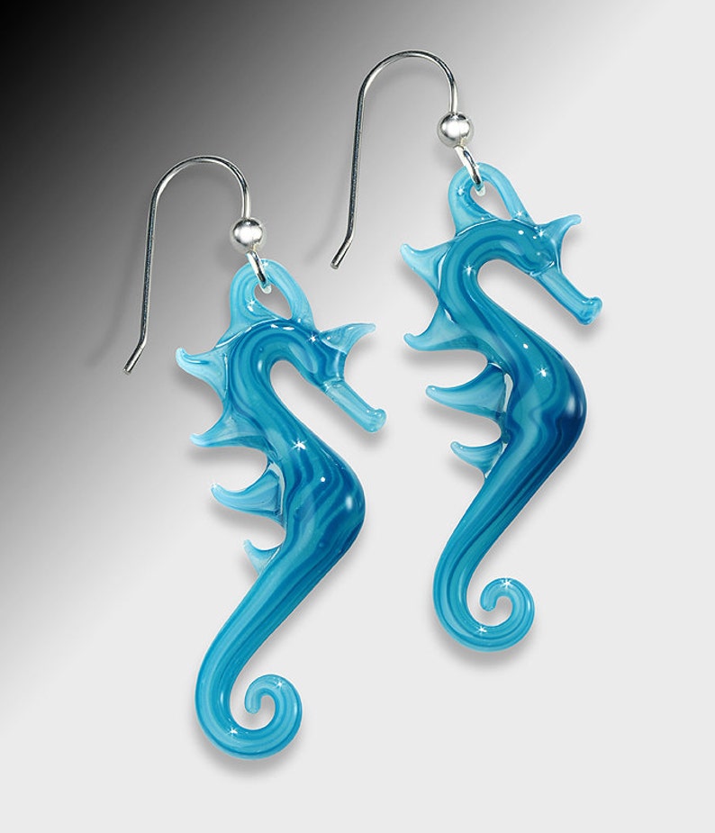 Seahorse Earrings, Flameworked Glass image 1